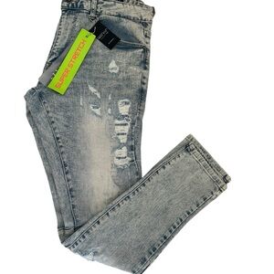 Super Stretch Men's Slim Jeans - Distressed Gray size 34 x 32